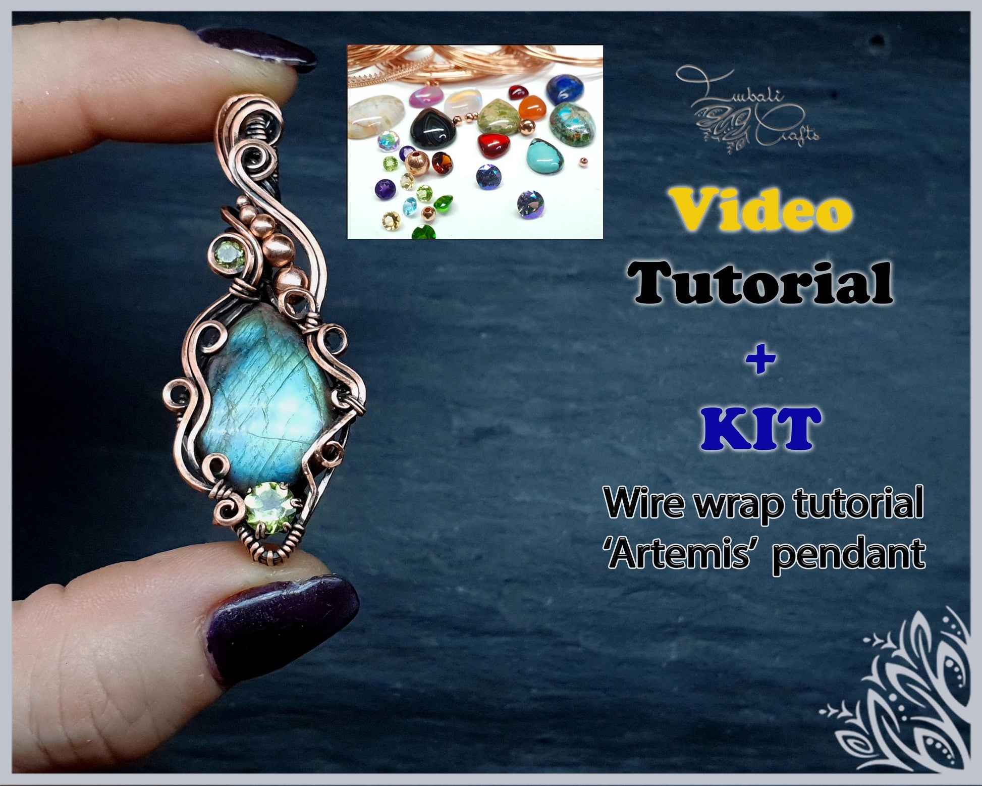 Kit + VIDEO Tutorial - Artemis - wire weaving pattern - necklace tutorial - wire pendant