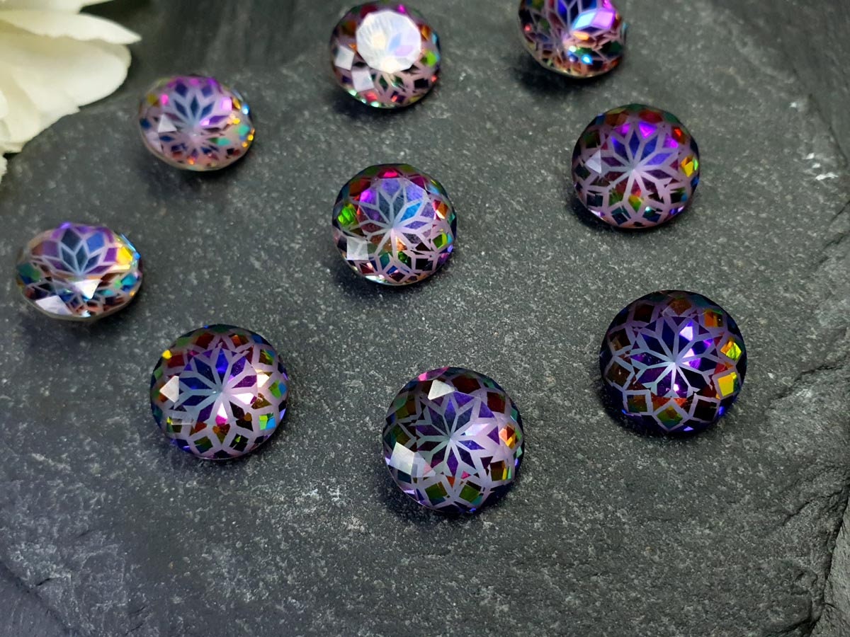 Glass crystal - round - 14 mm - Aurora