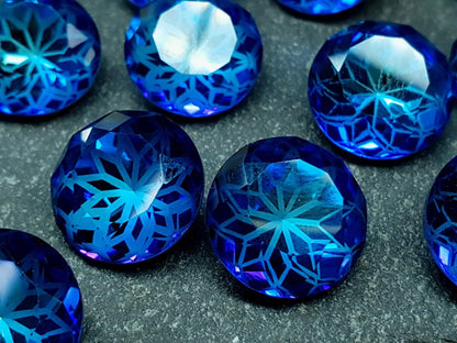 Glass crystal - round - 14 mm - indigo blue