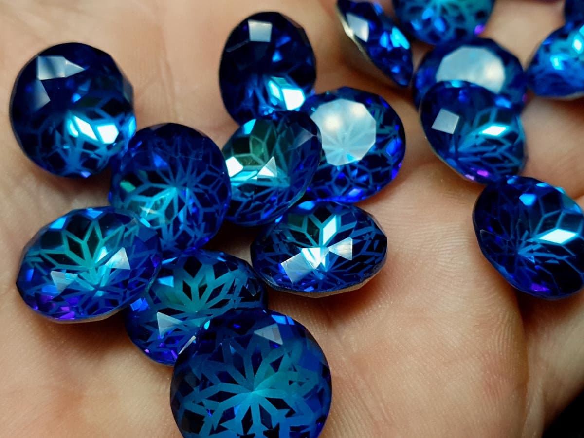 Glass crystal - round - 14 mm - indigo blue