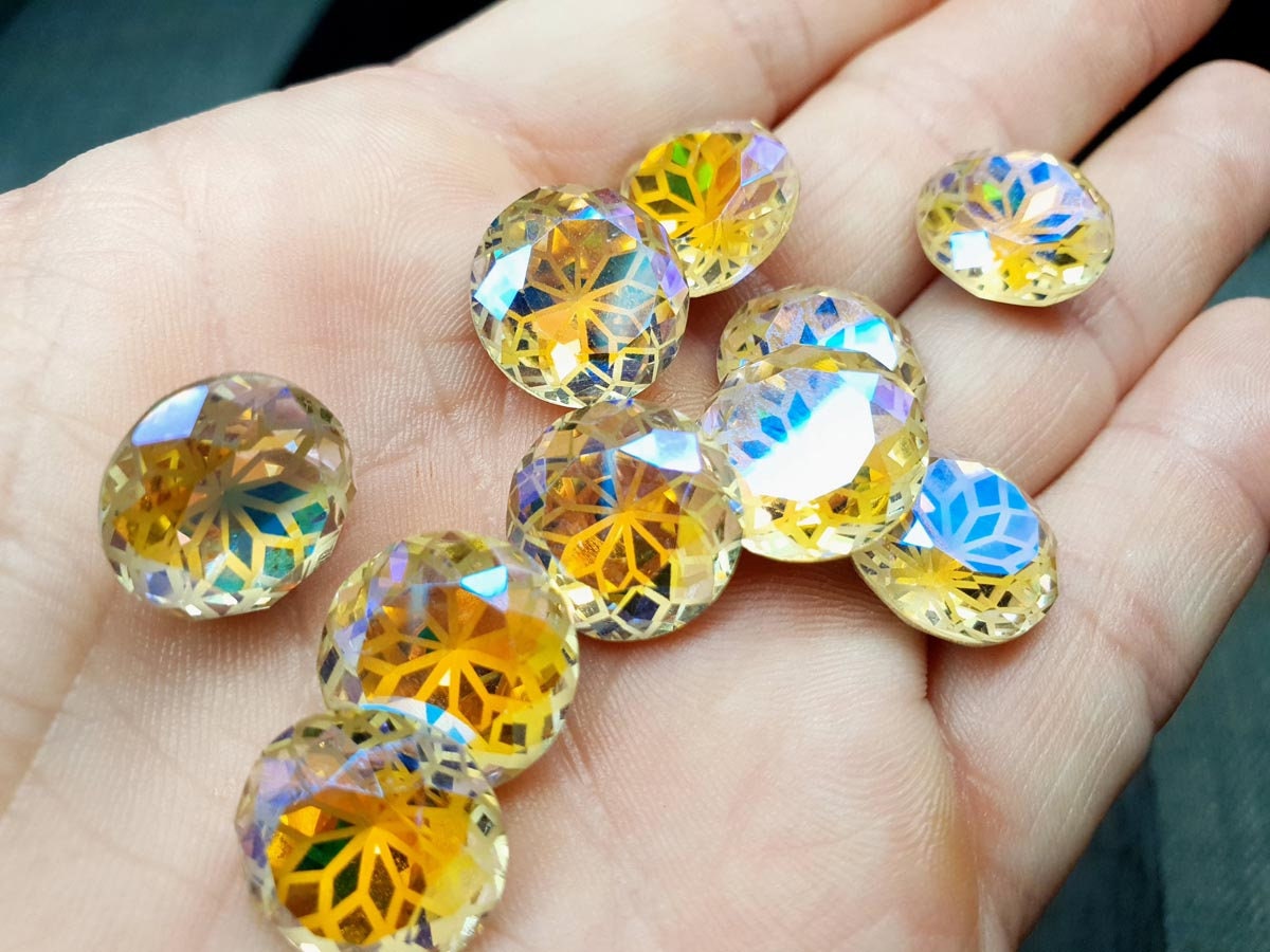 Glass crystal - round - 14 mm - Sunflower yellow