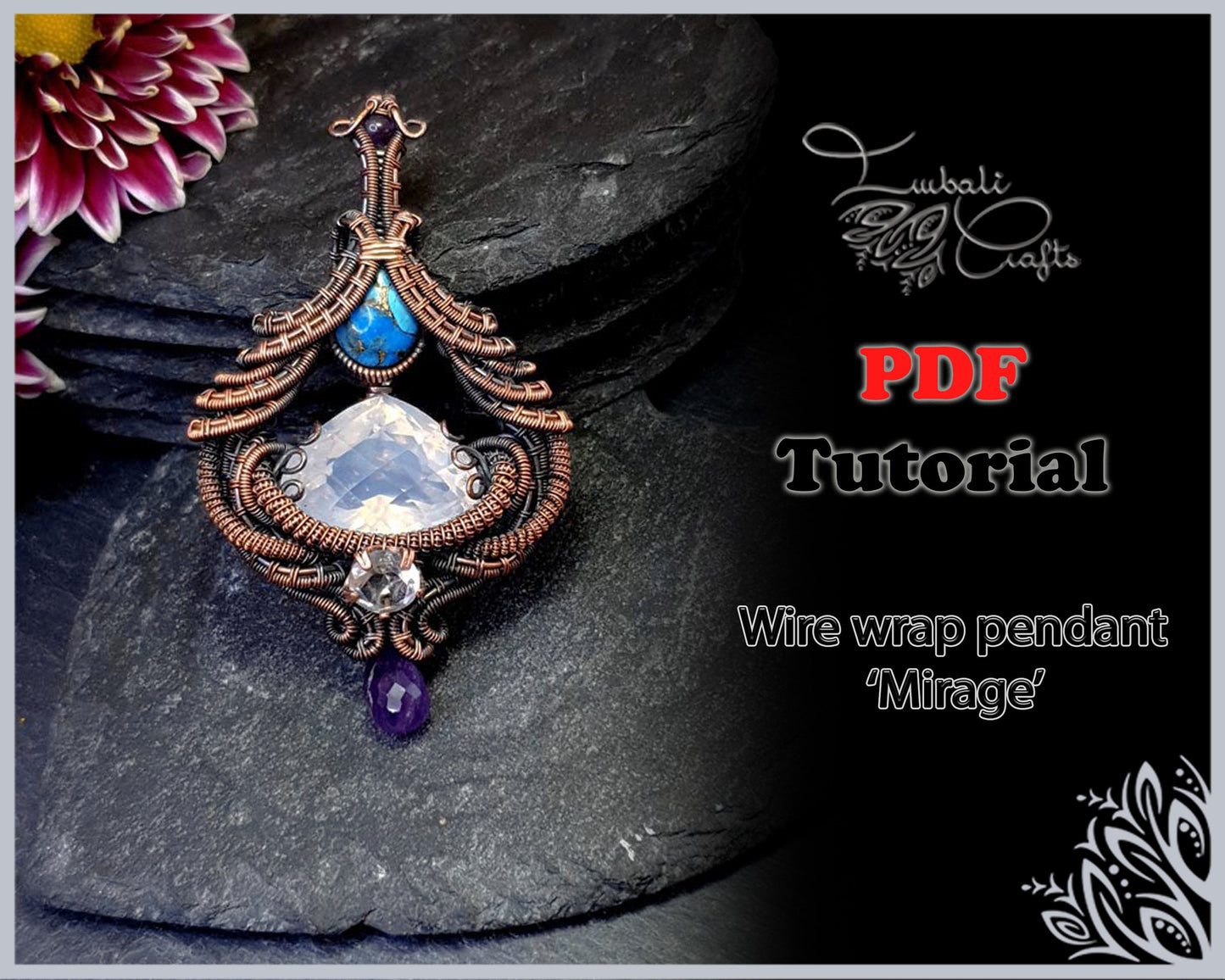 TUTORIAL - 'Mirage' Wire wrap pendant tutorial - wire weaving pattern - necklace tutorial - wire pendant