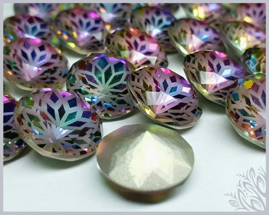 Glass crystal - round - 14 mm - Aurora