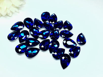 Glass crystal - pear - 20 x 30 mm - Sapphire blue