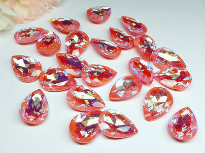 Glass crystal - pear - 20 x 30 mm - Salmon