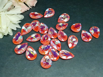 Glass crystal - pear - 20 x 30 mm - Salmon