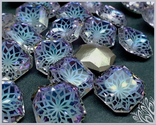 Glass crystal - square - 14 mm - Dove blue