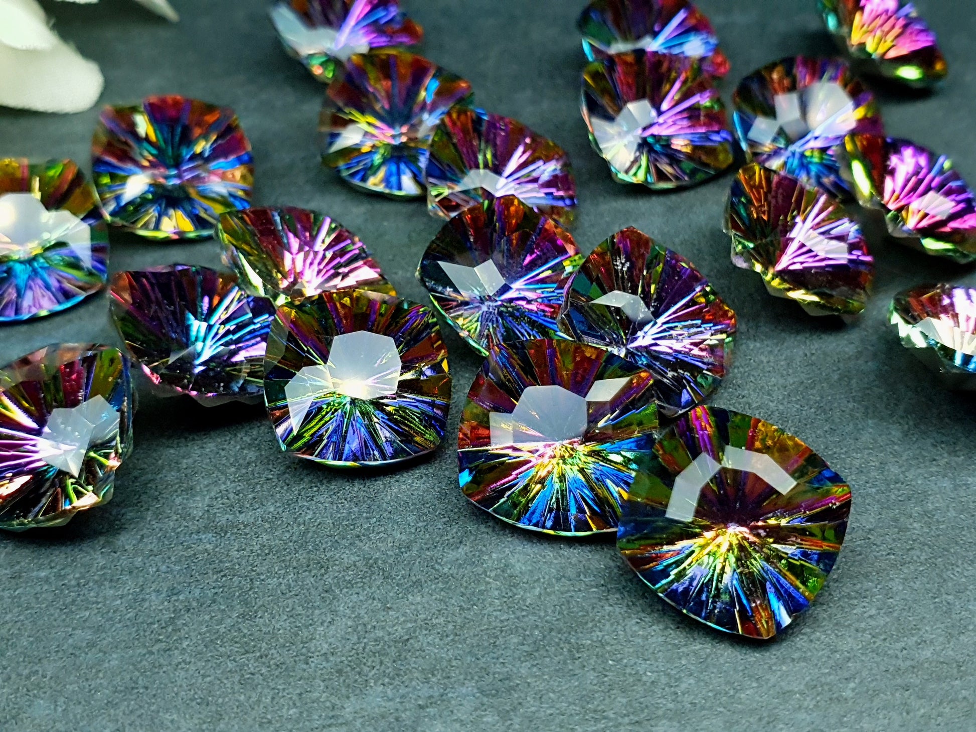 Glass crystal - square - 14 mm - Starburst purple galaxy