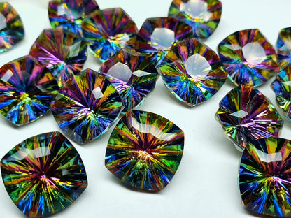 Glass crystal - square - 14 mm - Starburst purple galaxy