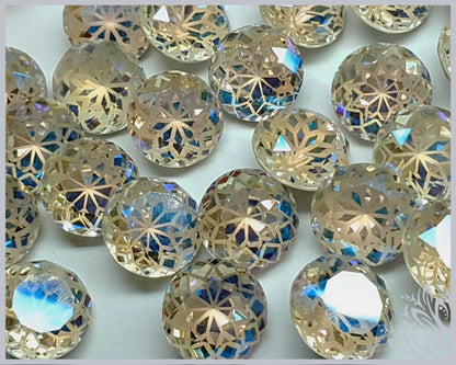 Glass crystal - round - 14 mm - Champagne yellow