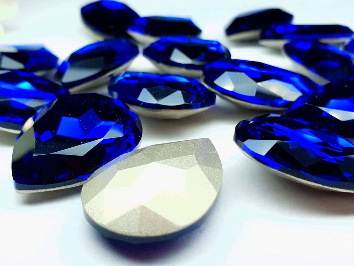 Glass crystal - pear - 18 x 25 mm - Sapphire blue