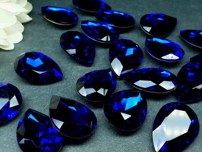 Glass crystal - pear - 18 x 25 mm - Sapphire blue