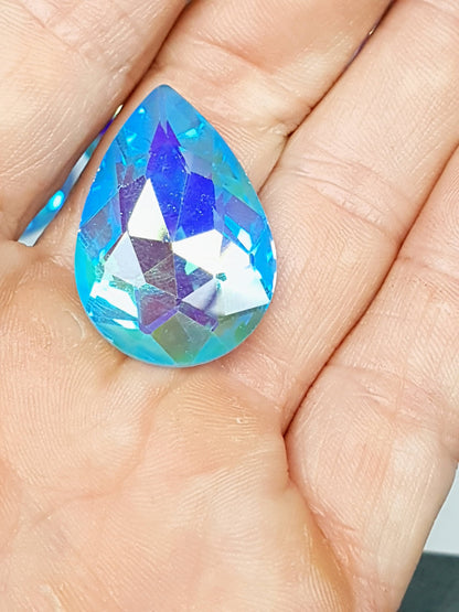 Glass crystal - pear - 20 x 30 mm - Baby blue