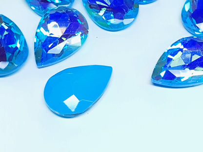 Glass crystal - pear - 20 x 30 mm - Baby blue