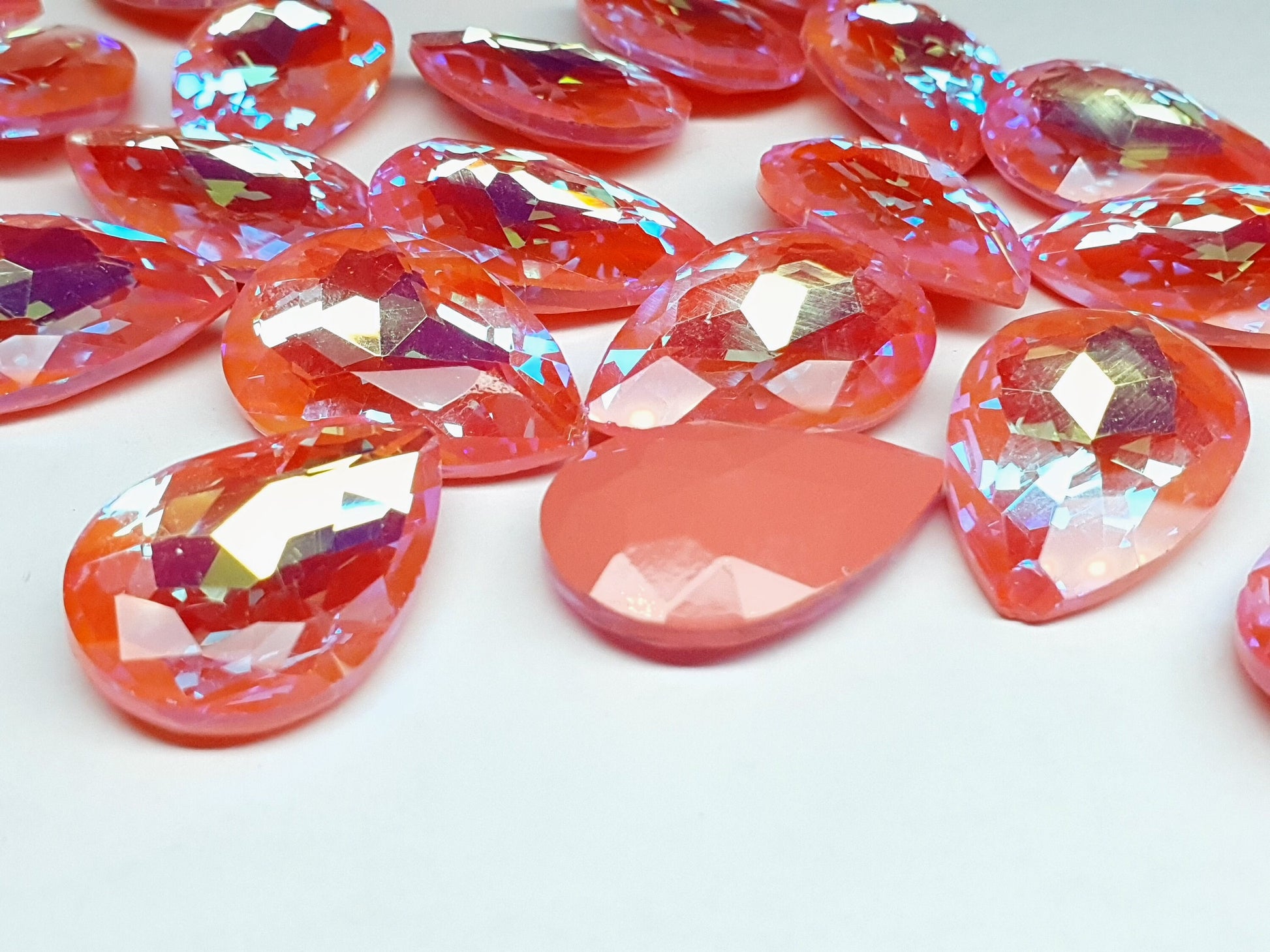 Glass crystal - pear - 20 x 30 mm - Salmon