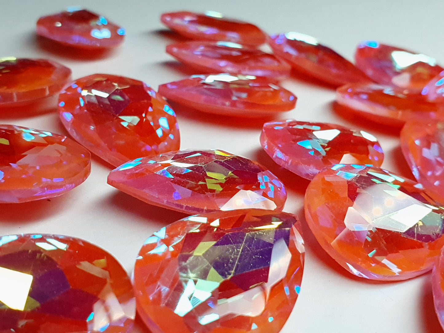 Glass crystal - pear - 20 x 30 mm - Salmon