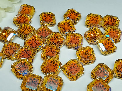 Glass crystal - square - 14 mm - Sunflower yellow