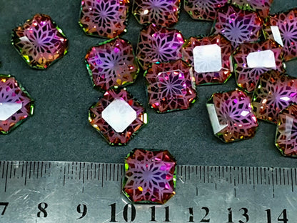 Glass crystal - square - 14 mm - Rivoli - square - 14 mm - Rose garden