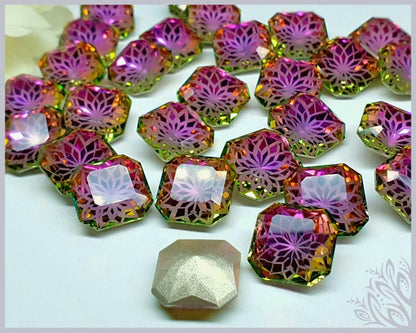 Glass crystal - square - 14 mm - Rivoli - square - 14 mm - Rose garden