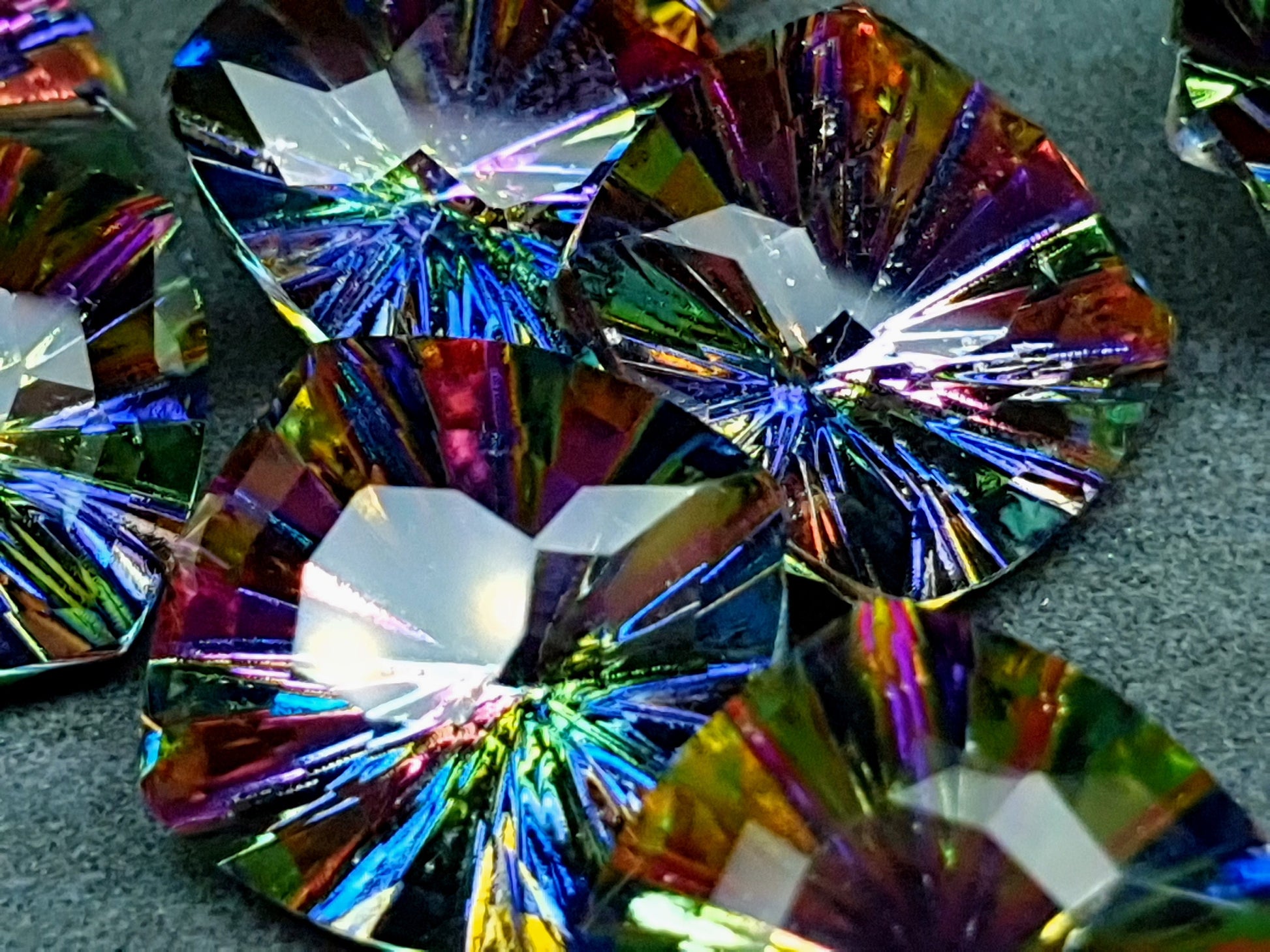 Glass crystal - square - 14 mm - Starburst purple galaxy