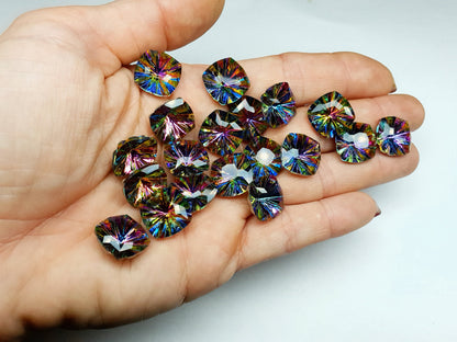 Glass crystal - square - 14 mm - Starburst purple galaxy