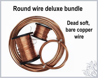 Round copper wire deluxe bundle - dead soft bare copper