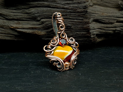 Mookaite pendant - copper pendant - wire jewelry - unique gift idea