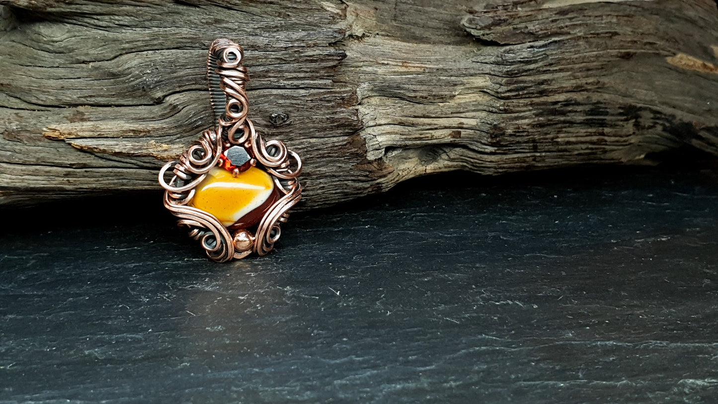 Mookaite pendant - copper pendant - wire jewelry - unique gift idea