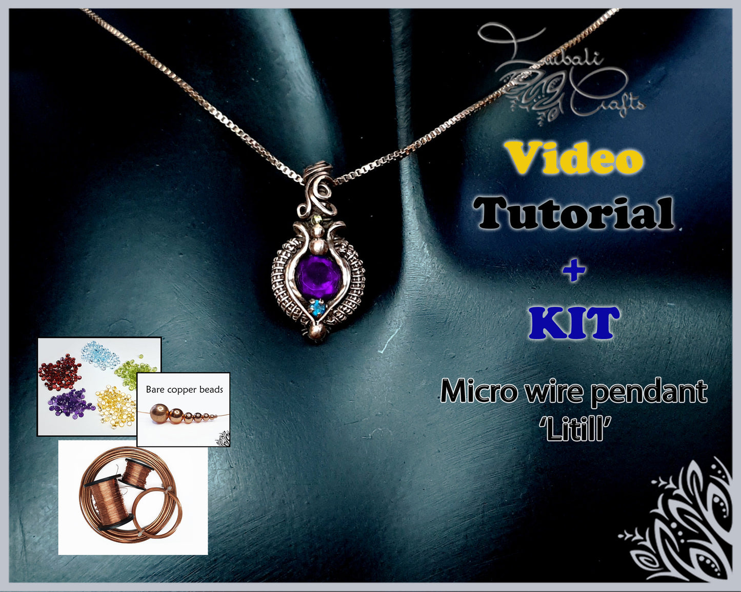 Kit + VIDEO Tutorial - Litill - wire weaving pattern - pendant tutorial - wire pendant