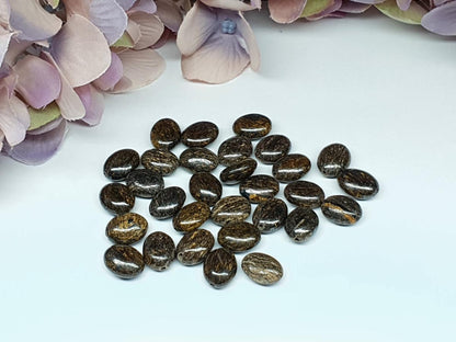 Bronzite - drilled focal bead - oval - 11 mm