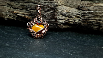 Mookaite pendant - copper pendant - wire jewelry - unique gift idea