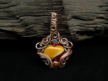 Mookaite pendant - copper pendant - wire jewelry - unique gift idea