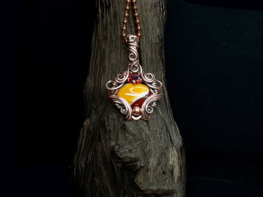 Mookaite pendant - copper pendant - wire jewelry - unique gift idea