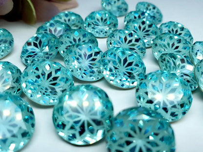 Glass crystal - round - 14 mm - Aquamarine blue