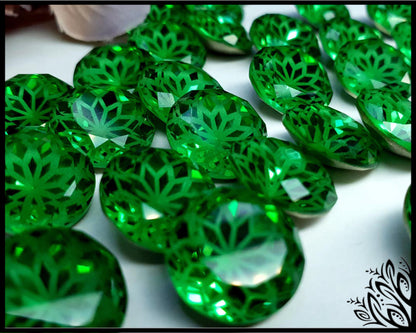 Glass crystal - round - 14 mm - Emerald green