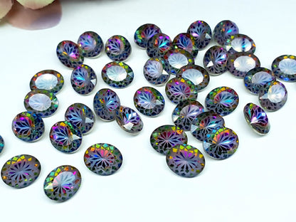 Glass crystal - oval - 10 x 8 mm - Aurora