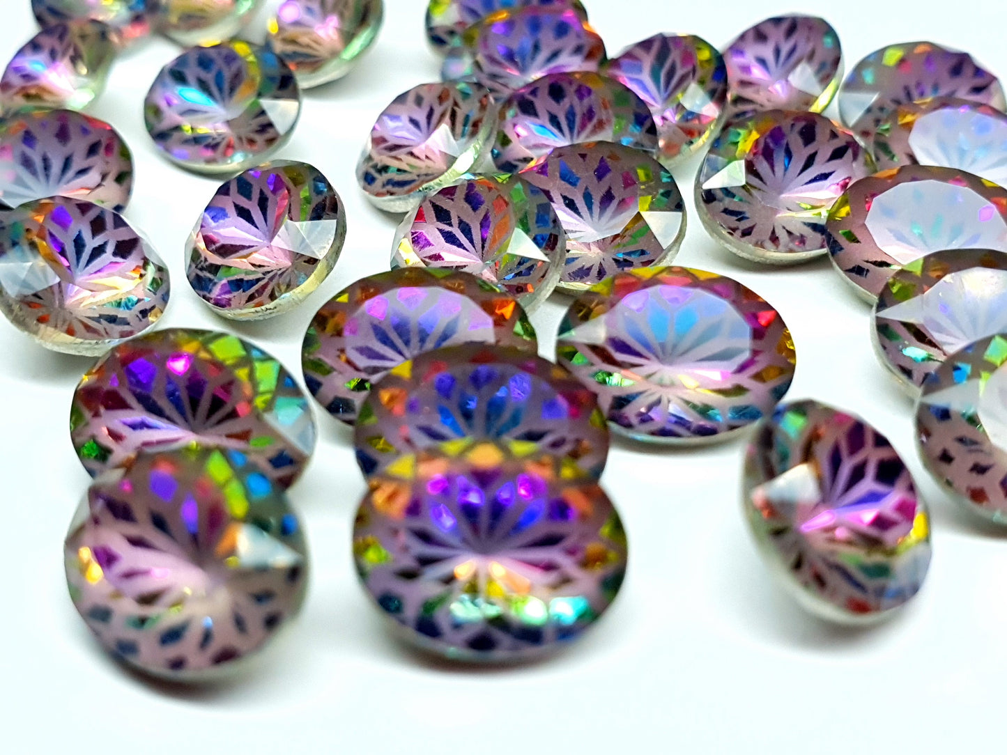 Glass crystal - oval - 10 x 8 mm - Aurora