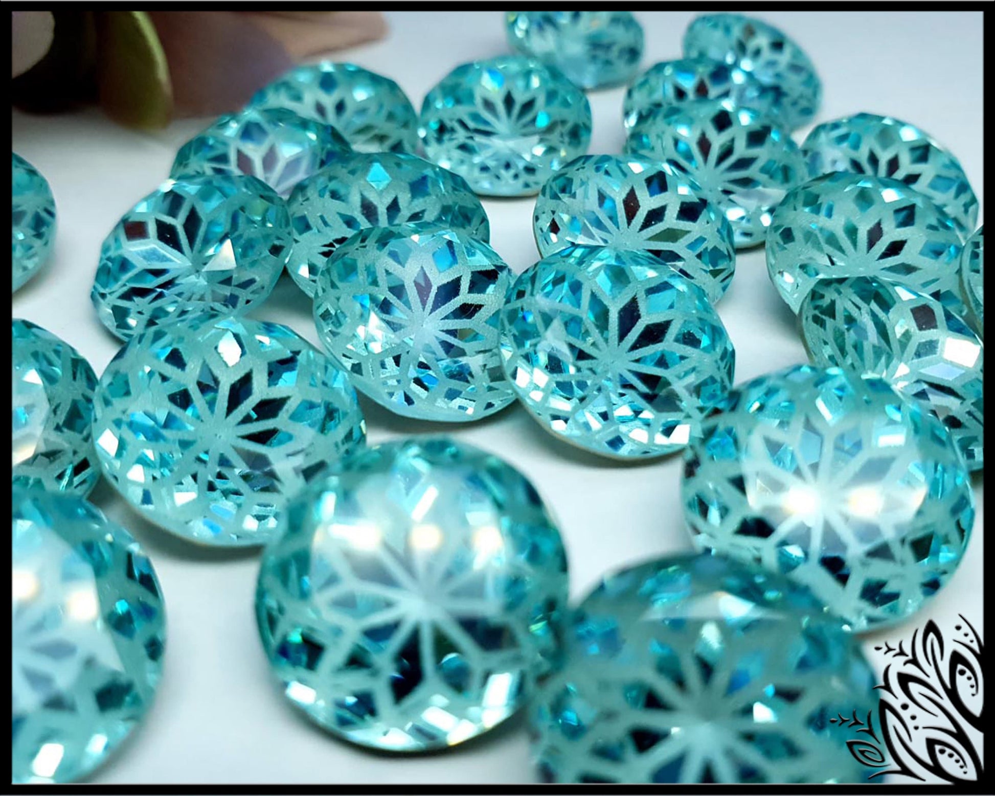 Glass crystal - round - 14 mm - Aquamarine blue