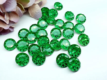 Glass crystal - round - 14 mm - Emerald green