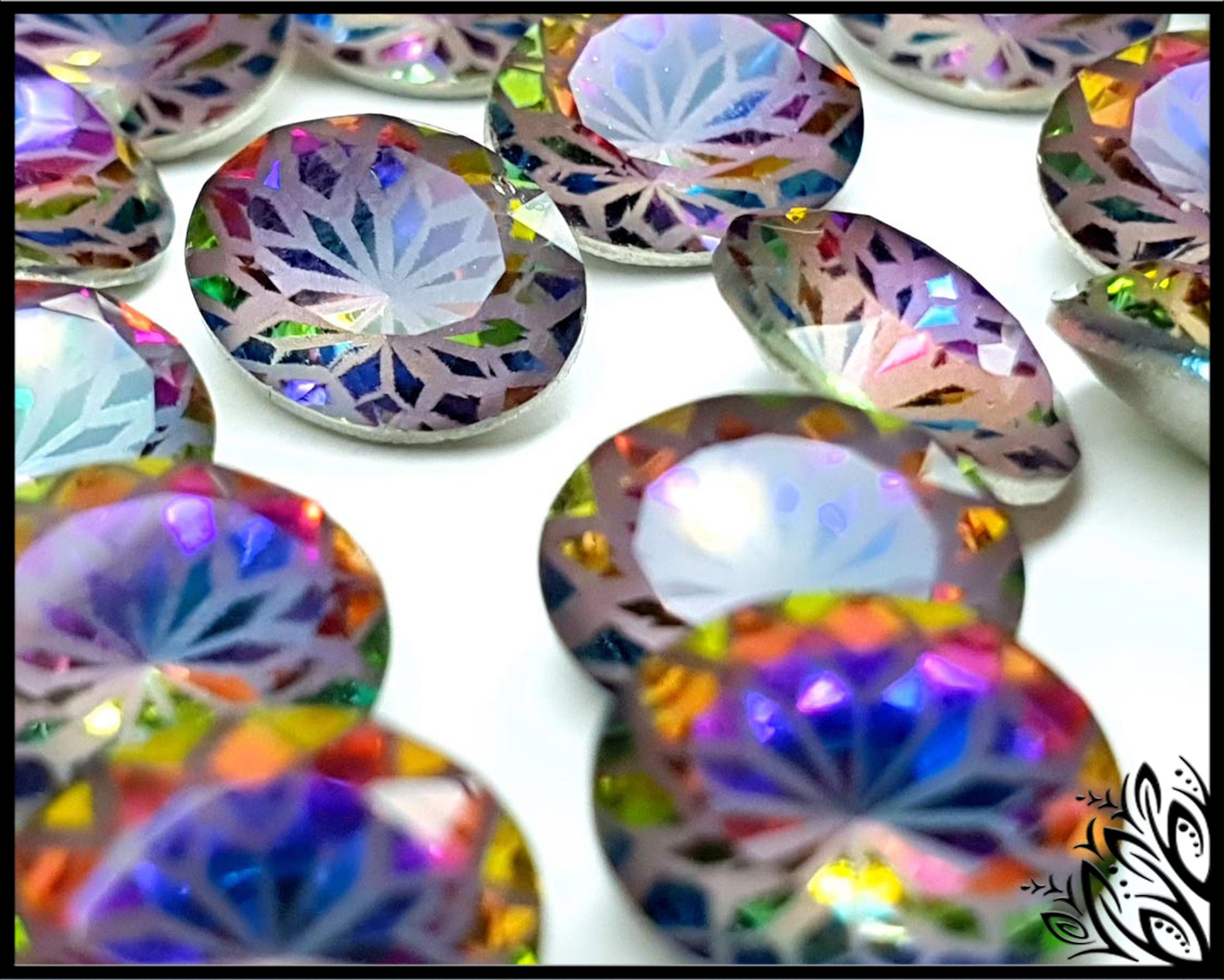 Glass crystal - oval - 10 x 8 mm - Aurora