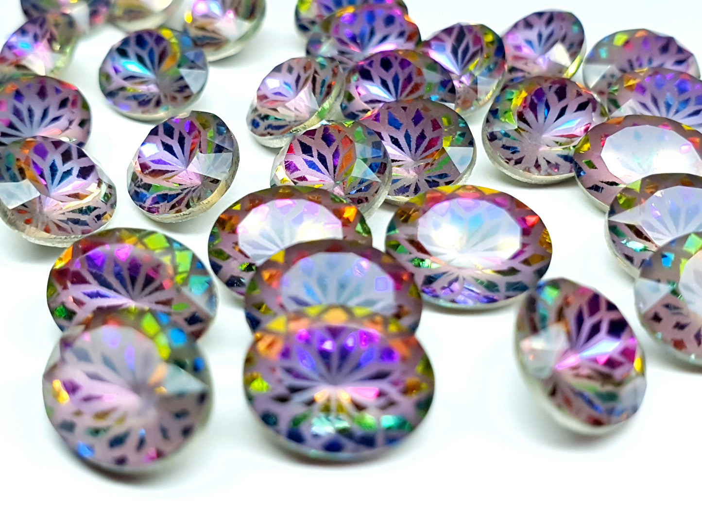 Glass crystal - oval - 10 x 8 mm - Aurora