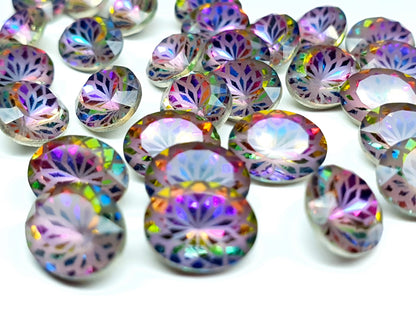 Glass crystal - oval - 10 x 8 mm - Aurora