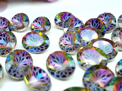 Glass crystal - oval - 10 x 8 mm - Aurora