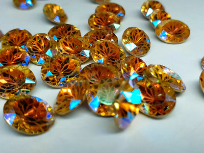 Glass crystal - oval - 10 x 8 mm - Sunflower yellow