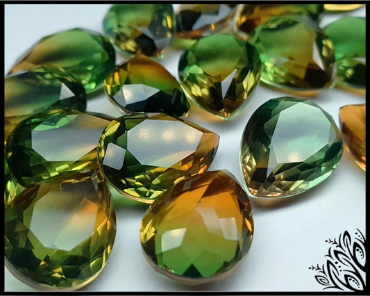 Glass crystal - pear - 18 x 13 mm - Apple ombre