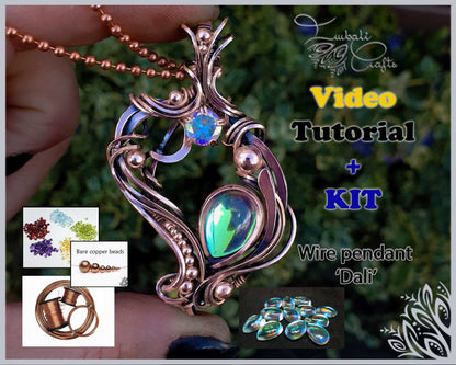 Kit + VIDEO Tutorial - Dali - wire weaving pattern - pendant tutorial - wire pendant