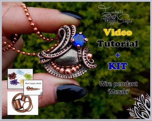 Kit + VIDEO Tutorial - Meraki - wire weaving pattern - pendant tutorial - wire pendant