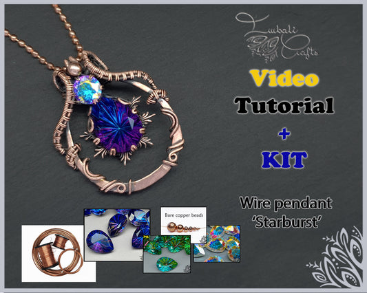 Kit + VIDEO Tutorial - Starburst - wire weaving pattern - pendant tutorial - wire pendant