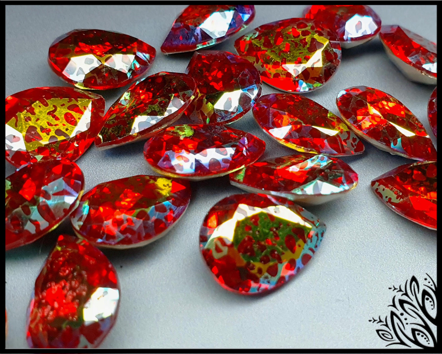 Glass crystal - Pear - 18 mm - Red leopard