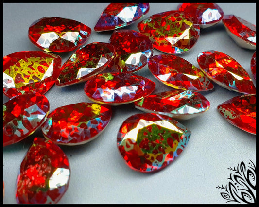 Glass crystal - Pear - 18 mm - Red leopard